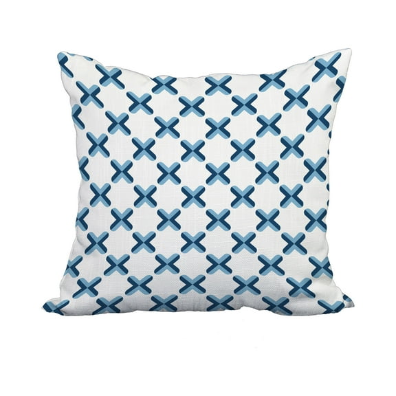 18 x 18 Inch Light Blue Geometric Print Decorative Polyester Throw Pillow with a Linen Texture
