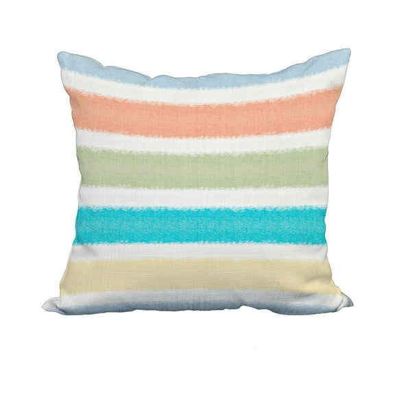 18 x 18 Inch Light Blue Stripe Print Decorative Polyester Throw Pillow with a Linen Texture