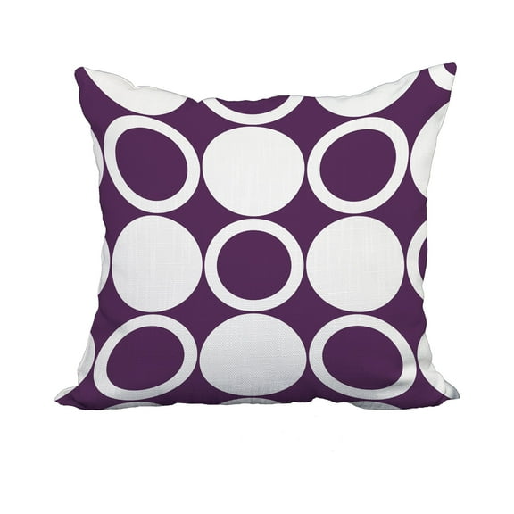 18 x 18 Inch Mod Circles Purple Geometric Print Decorative Polyester Throw Pillow with Linen Texture