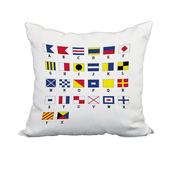 18 x 18 Inch Multi Smaller Letters Red Geometric Print Decorative Polyester Throw Pillow with Linen Texture