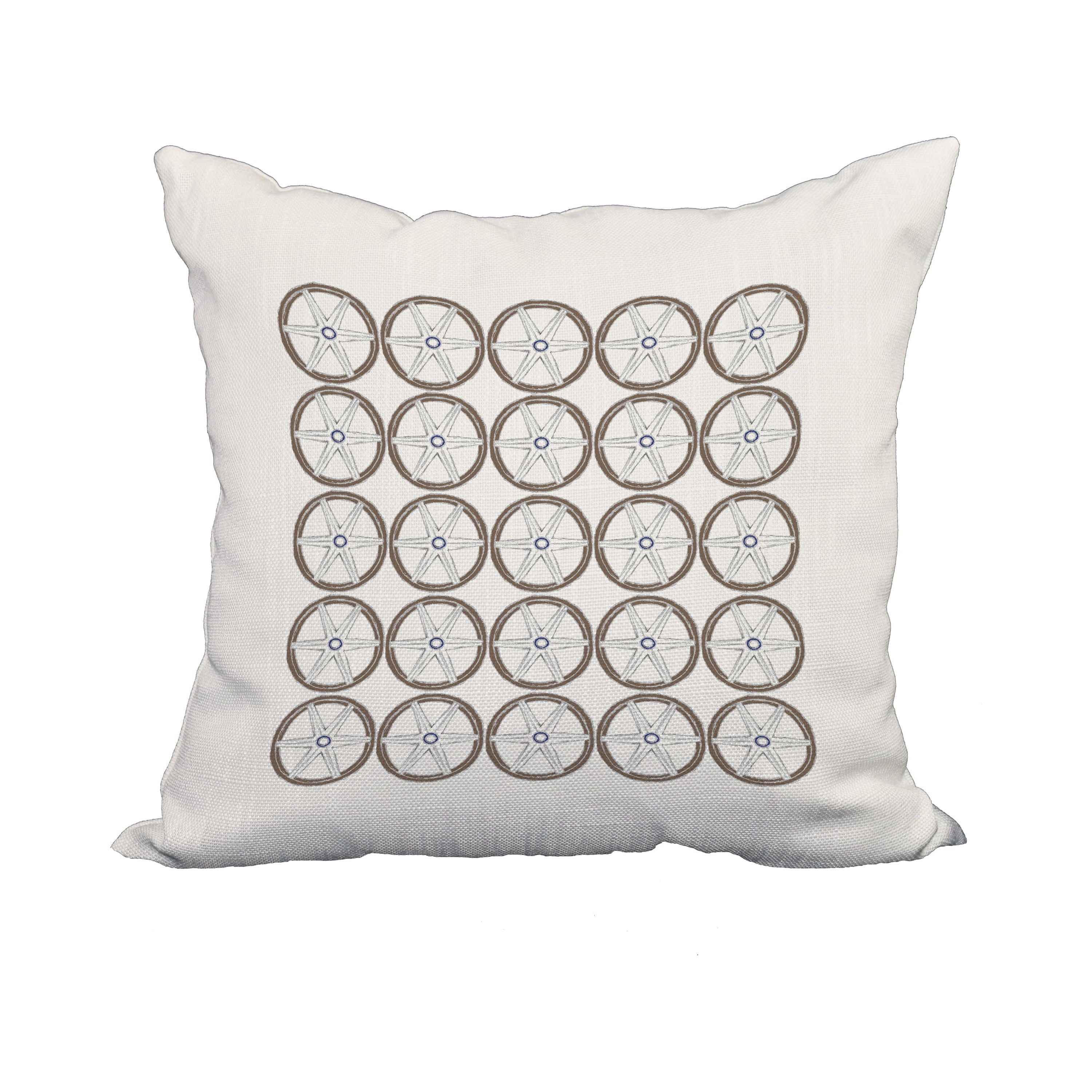 18 x 18 Inch Nautical Geo Square Ivory Geometric Print Decorative Polyester Throw Pillow with Linen Texture