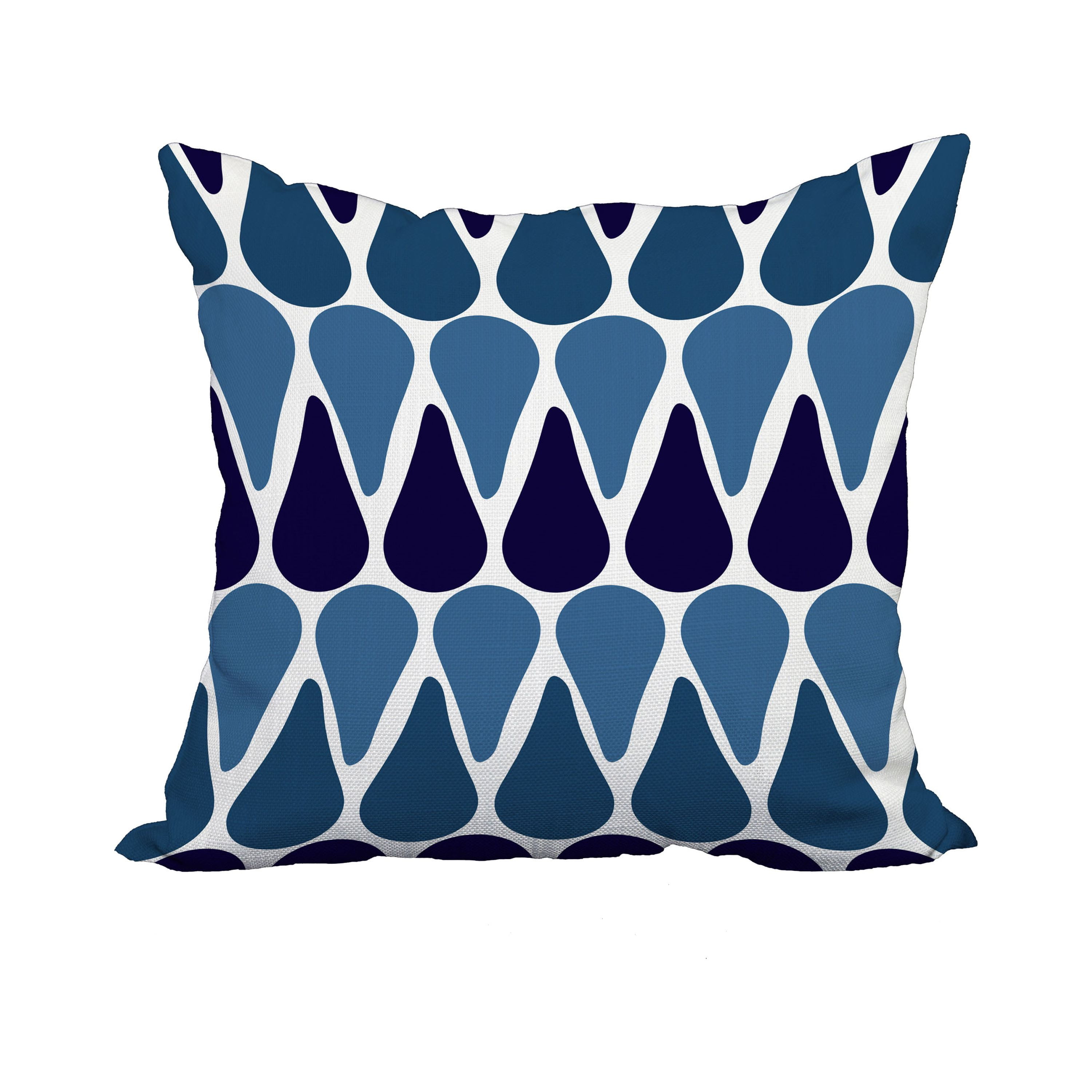 18 x 18 Inch Navy Blue Geometric Print Decorative Polyester Throw Pillow with a Linen Texture