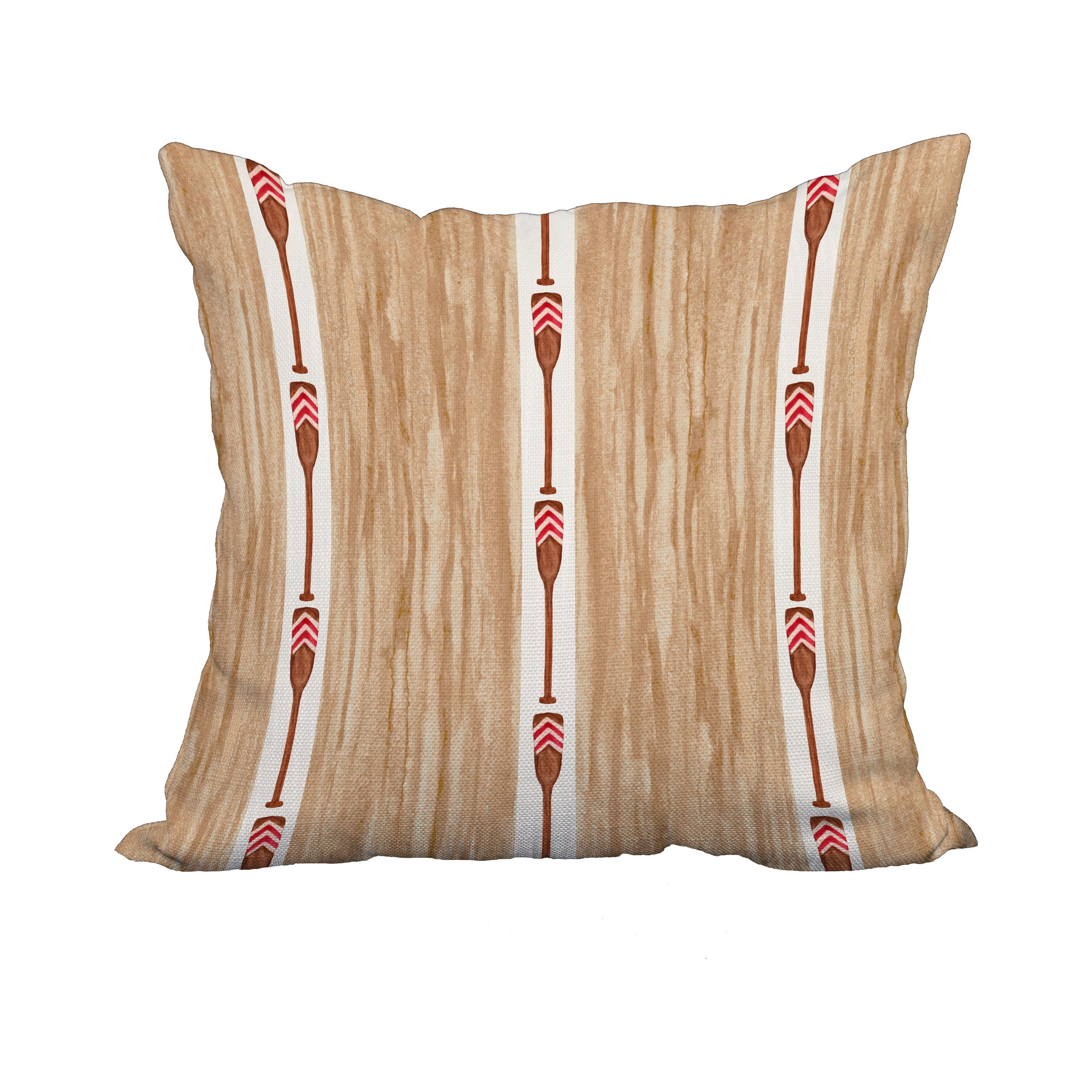 18 x 18 Inch Oar Stripe Trio Ivory Stripe Print Decorative Polyester Throw Pillow with Linen Texture