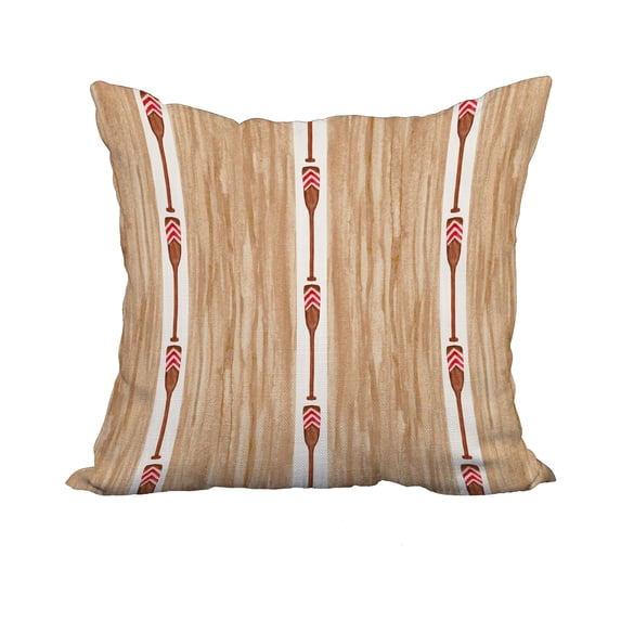 18 x 18 Inch Oar Stripe Trio Ivory Stripe Print Decorative Polyester Throw Pillow with Linen Texture