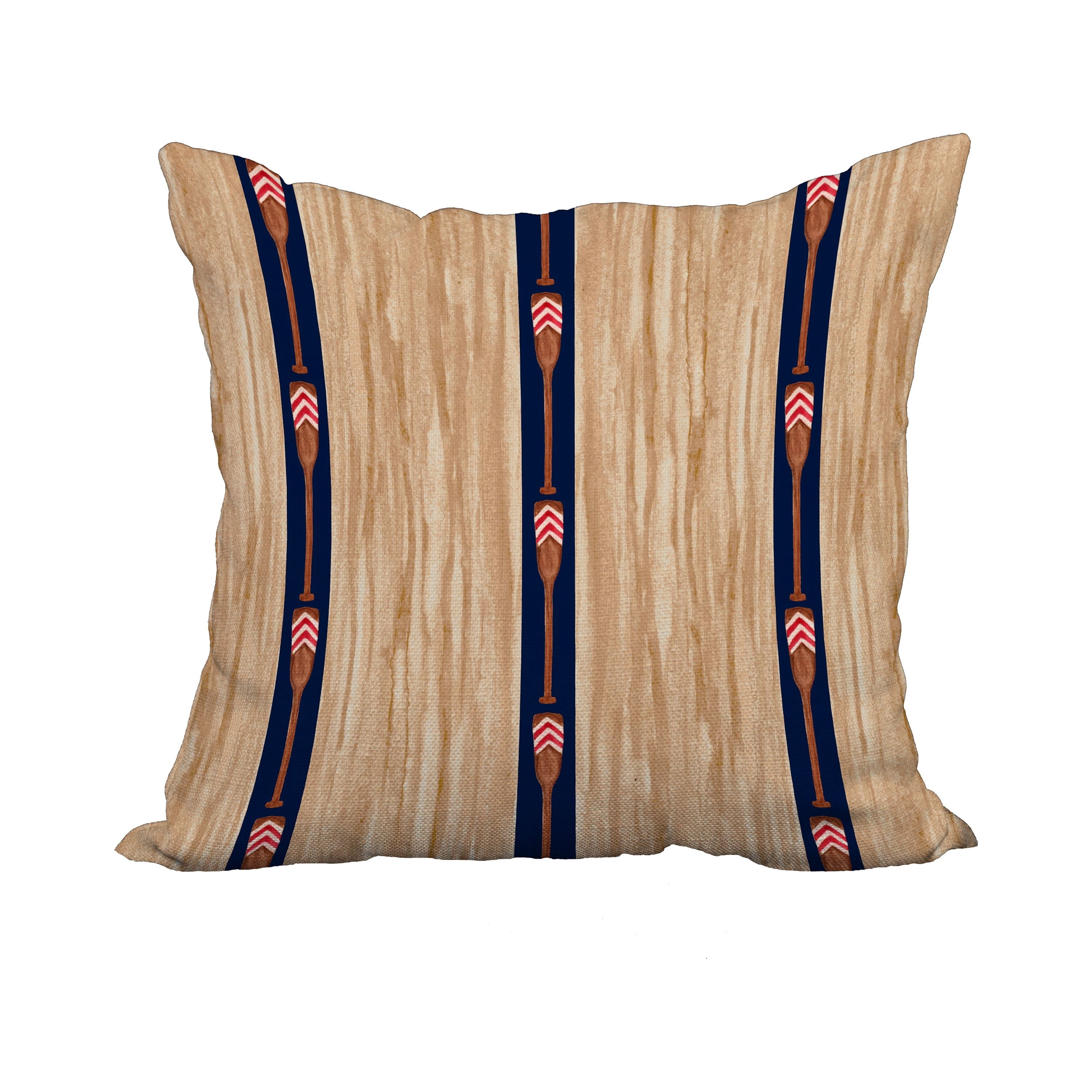 18 x 18 Inch Oar Stripe Trio Navy Stripe Print Decorative Polyester Throw Pillow with Linen Texture