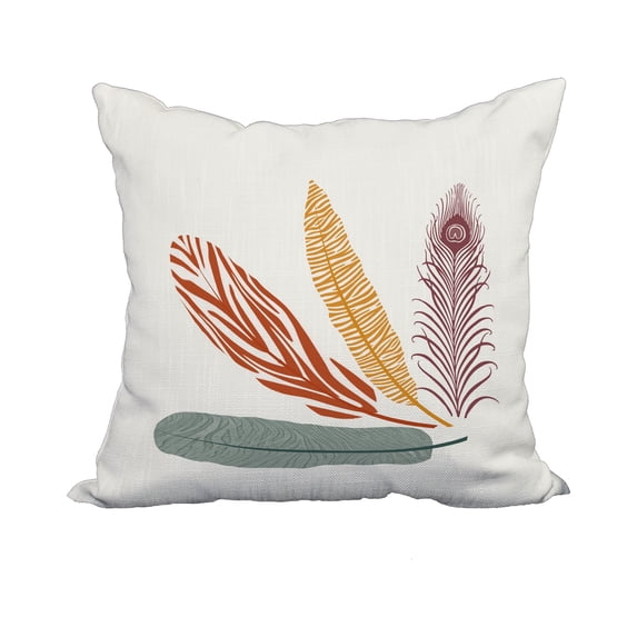 18 x 18 Inch Orange Floral Print Decorative Polyester Throw Pillow with a Linen Texture