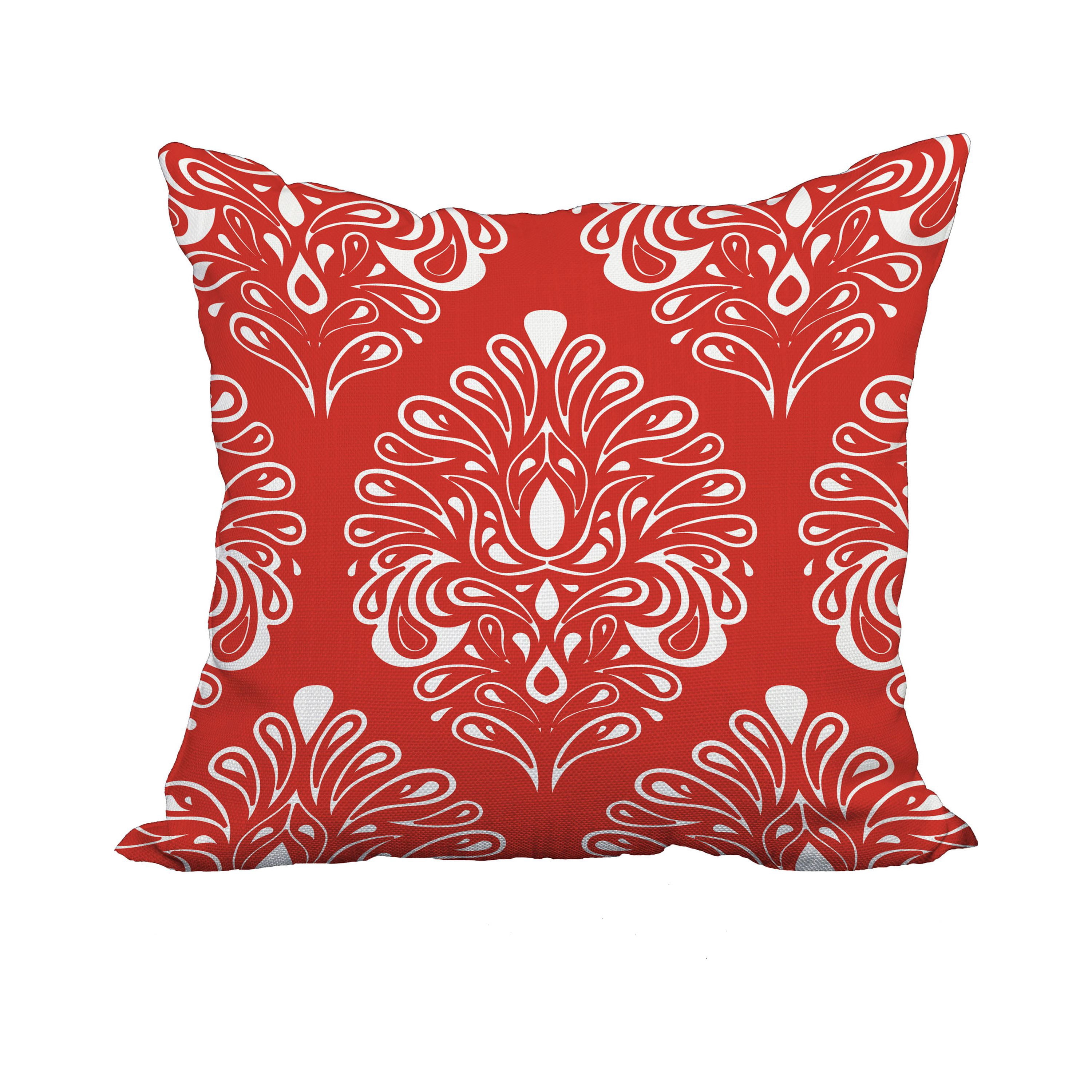 18 x 18 Inch Orange Geometric Print Decorative Polyester Throw Pillow with a Linen Texture