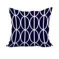 thumbnail image 1 of 18 x 18 Inch Ovals Go 'Round Navy Blue Geometric Print Decorative Polyester Throw Pillow with Linen Texture, 1 of 1