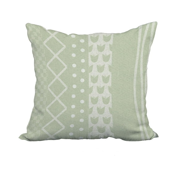 18 x 18 Inch Pattern Stripe Green Stripe Print Decorative Polyester Throw Pillow with Linen Texture