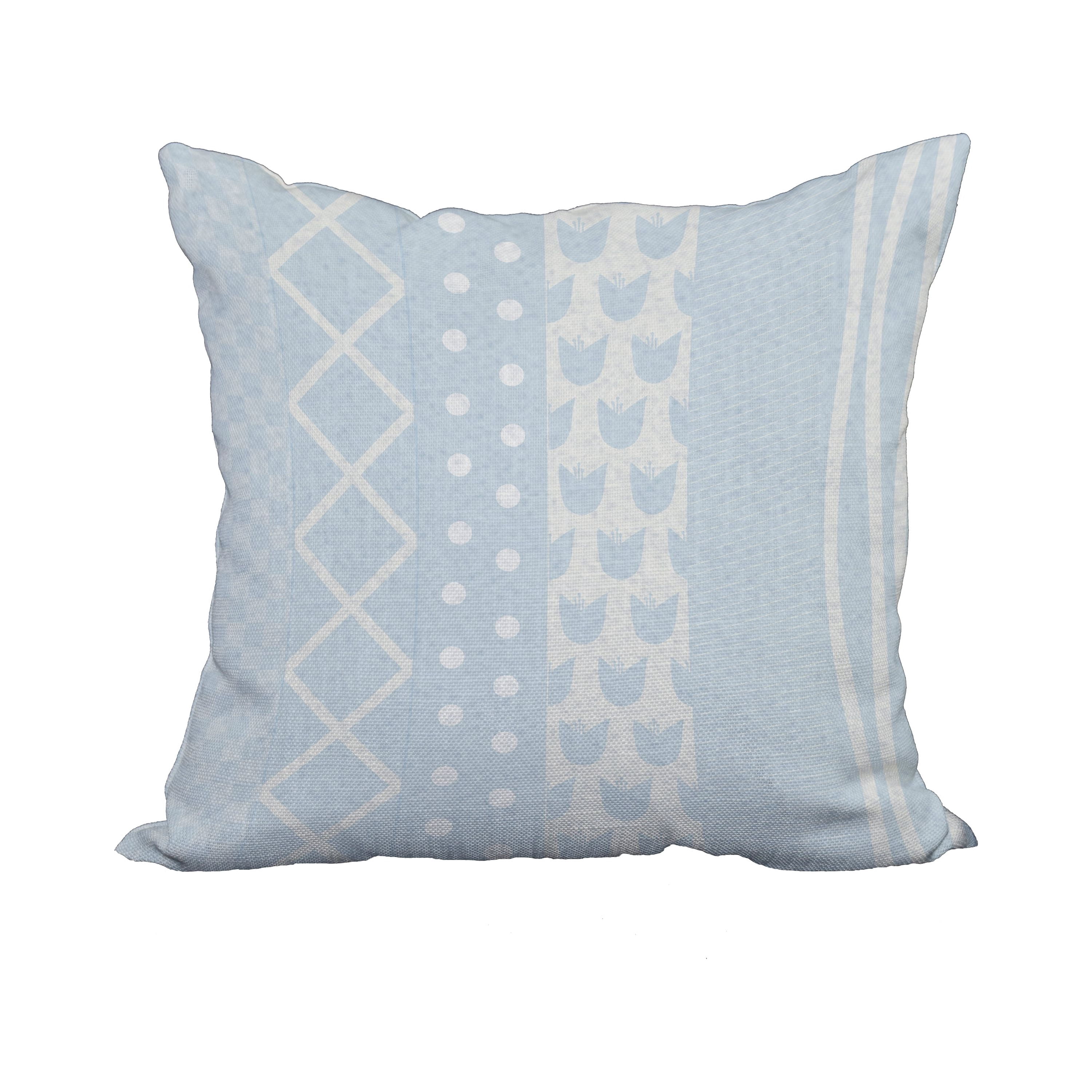 18 x 18 Inch Pattern Stripe Light Blue Stripe Print Decorative Polyester Throw Pillow with Linen Texture