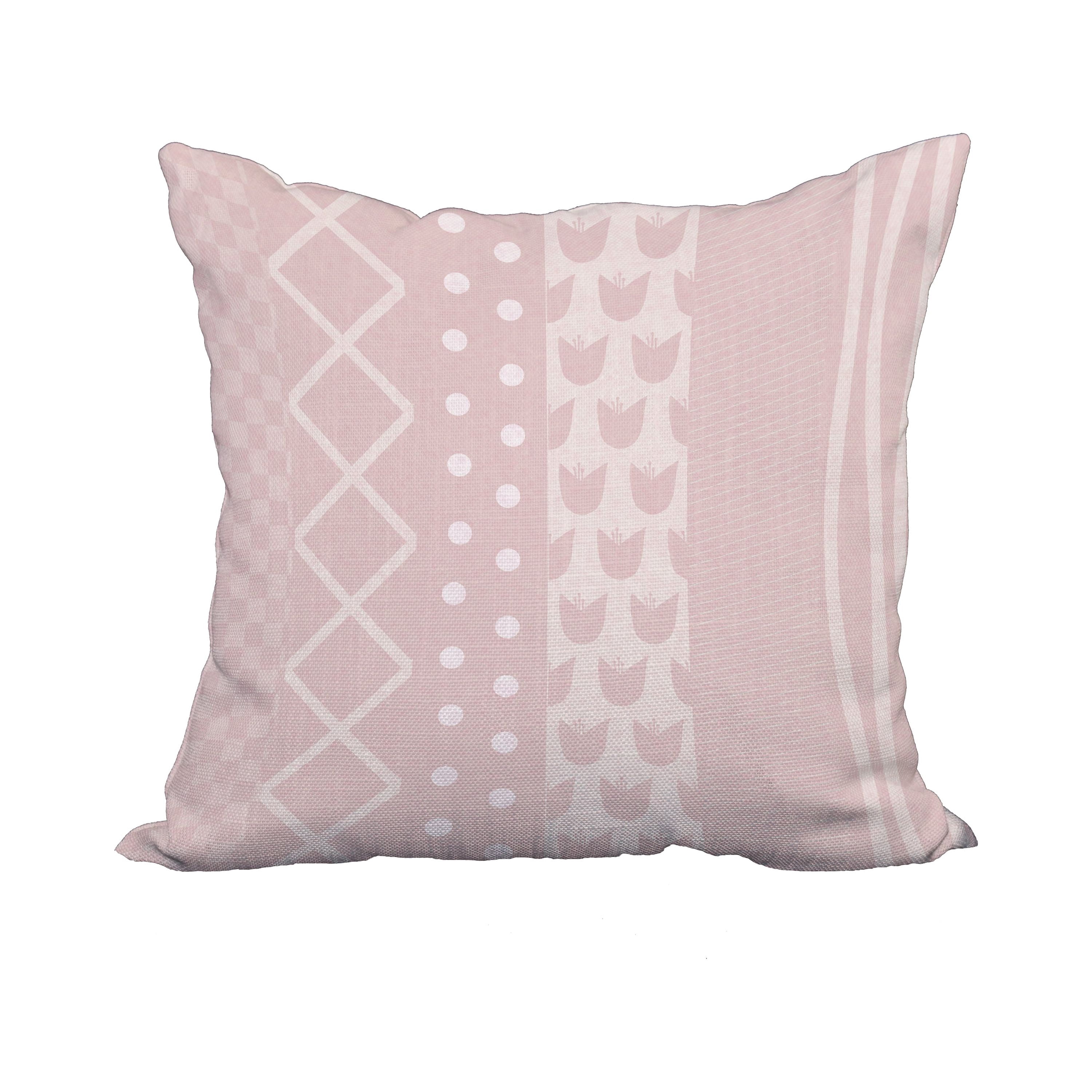 18 x 18 Inch Pattern Stripe Pale Pink Stripe Print Decorative Polyester Throw Pillow with Linen Texture