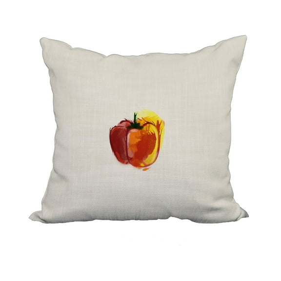 18 x 18 Inch Pepper Maroon Floral Print Decorative Polyester Throw Pillow with Linen Texture