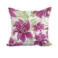 thumbnail image 1 of 18 x 18 Inch Purple Floral Print Decorative Polyester Throw Pillow with a Linen Texture, 1 of 1