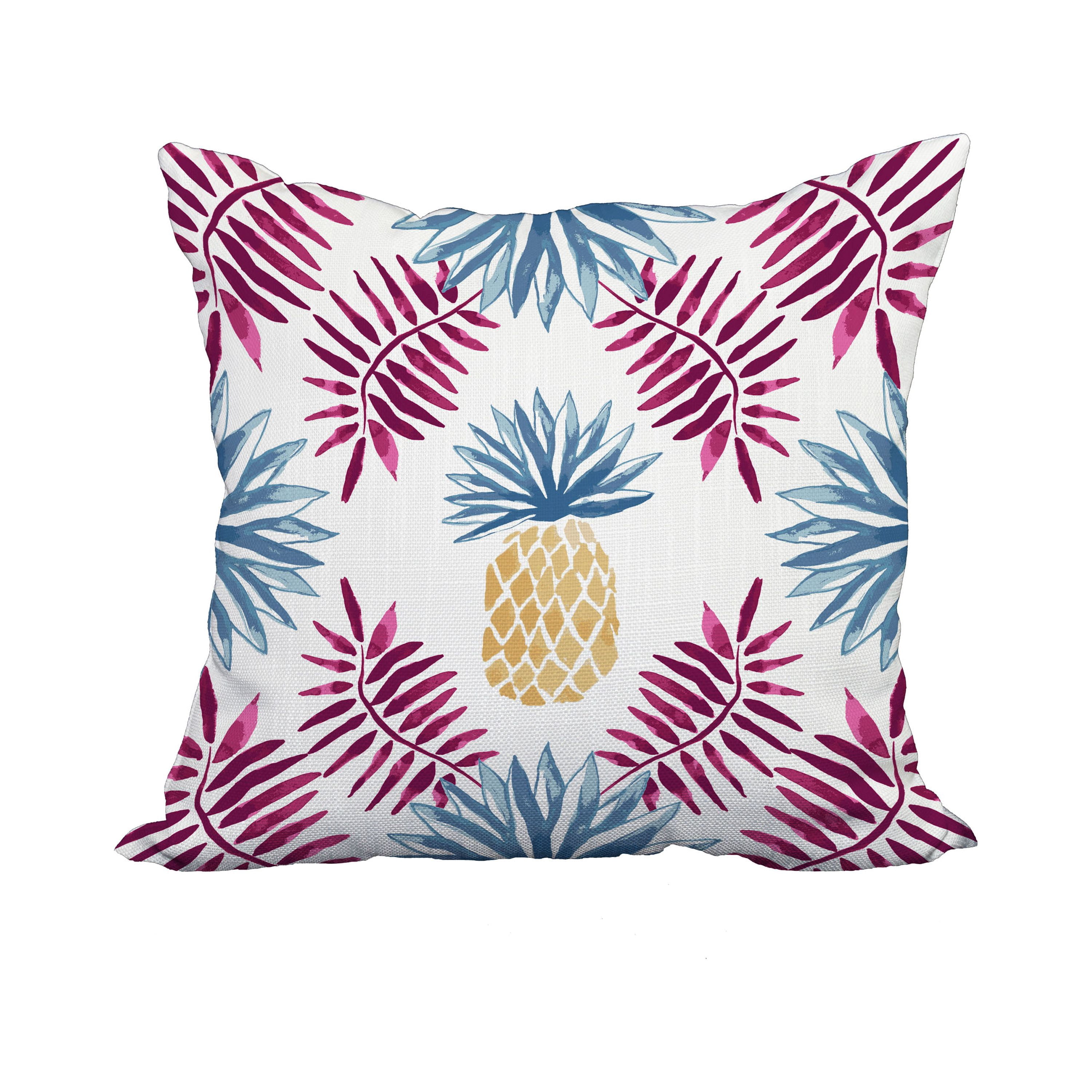 18 x 18 Inch Purple Geometric Print Decorative Polyester Throw Pillow with a Linen Texture
