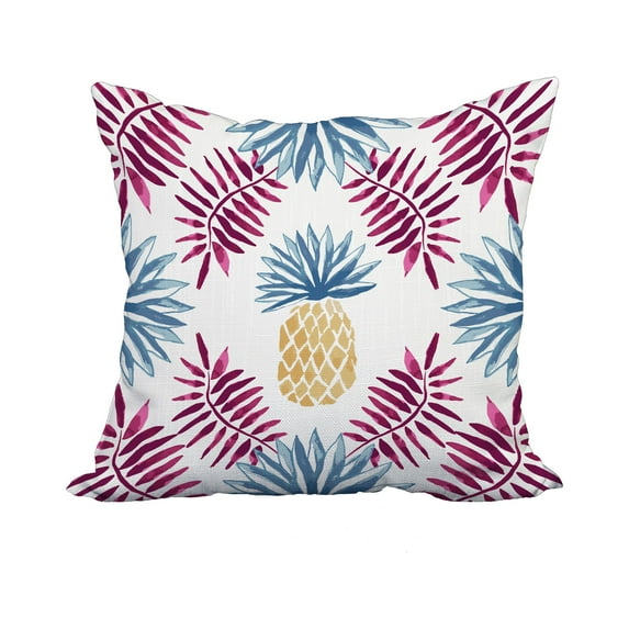 18 x 18 Inch Purple Geometric Print Decorative Polyester Throw Pillow with a Linen Texture