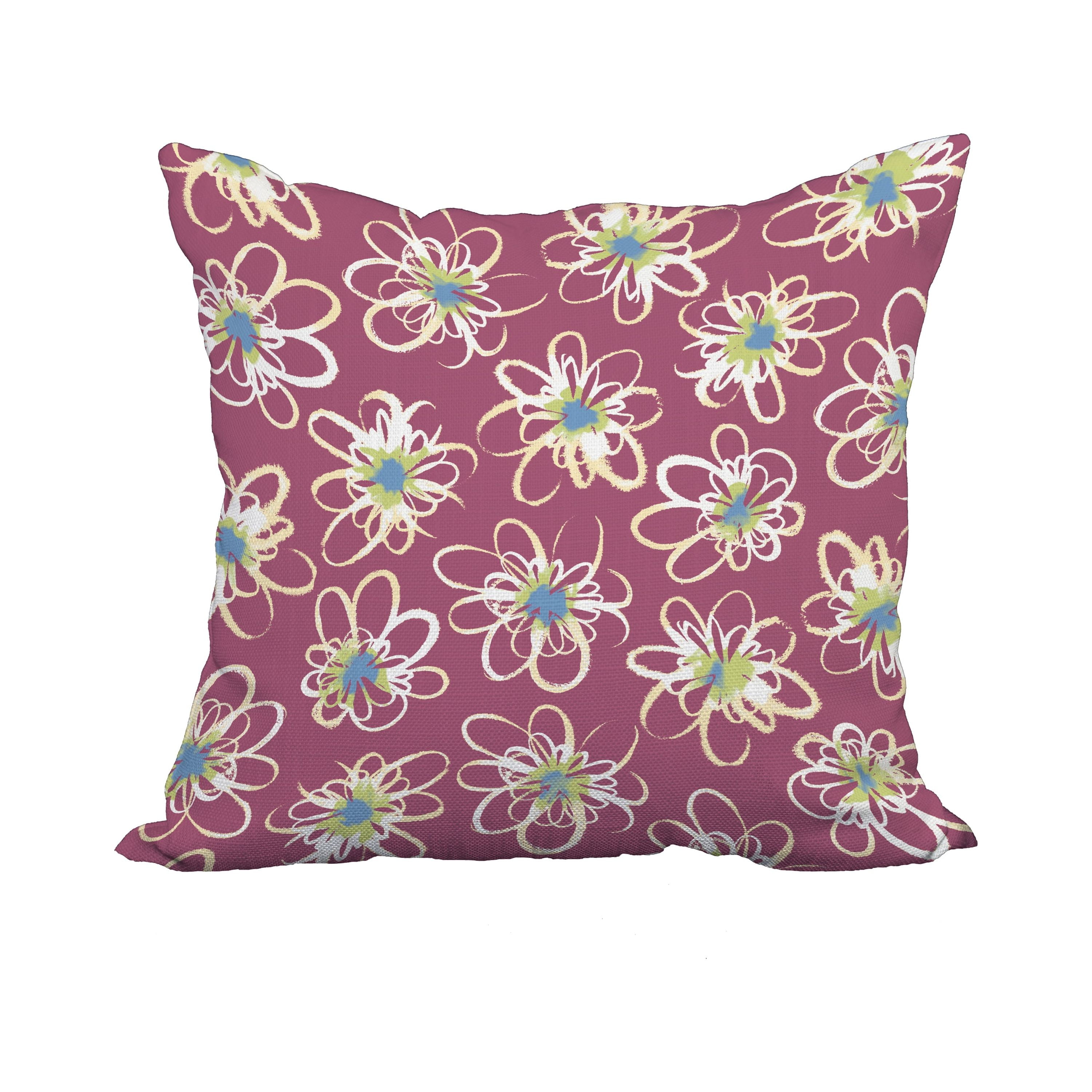 18 x 18 Inch Purple Geometric Print Decorative Polyester Throw Pillow with a Linen Texture