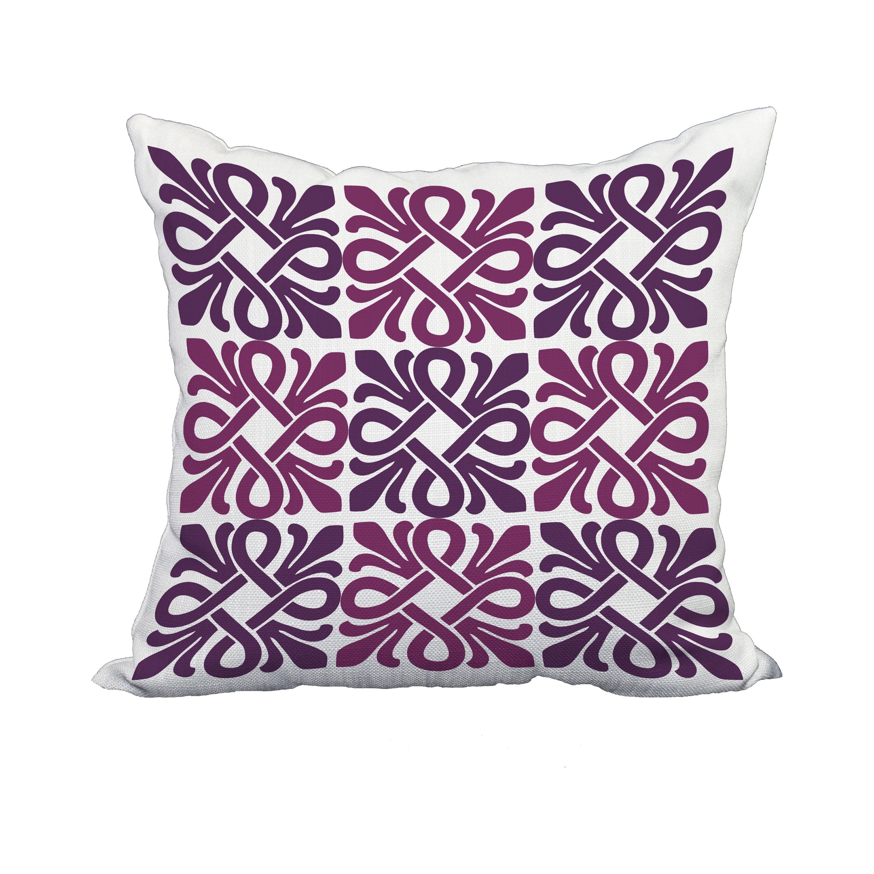 18 x 18 Inch Purple Geometric Print Decorative Polyester Throw Pillow with a Linen Texture
