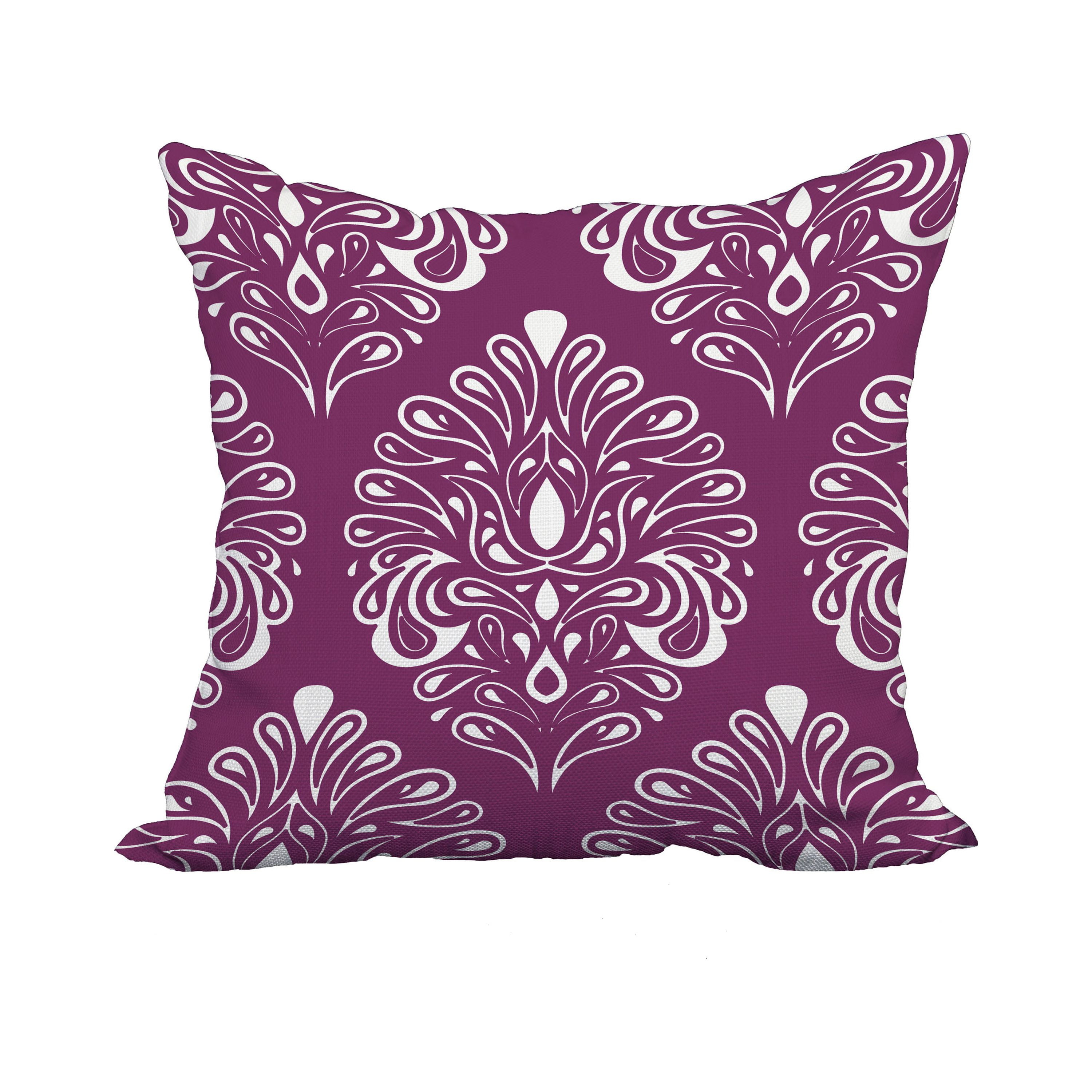 18 x 18 Inch Purple Geometric Print Decorative Polyester Throw Pillow with a Linen Texture