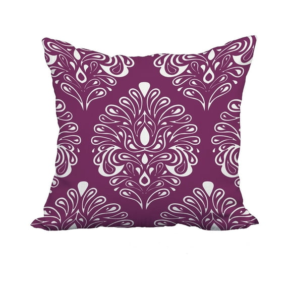 18 x 18 Inch Purple Geometric Print Decorative Polyester Throw Pillow with a Linen Texture