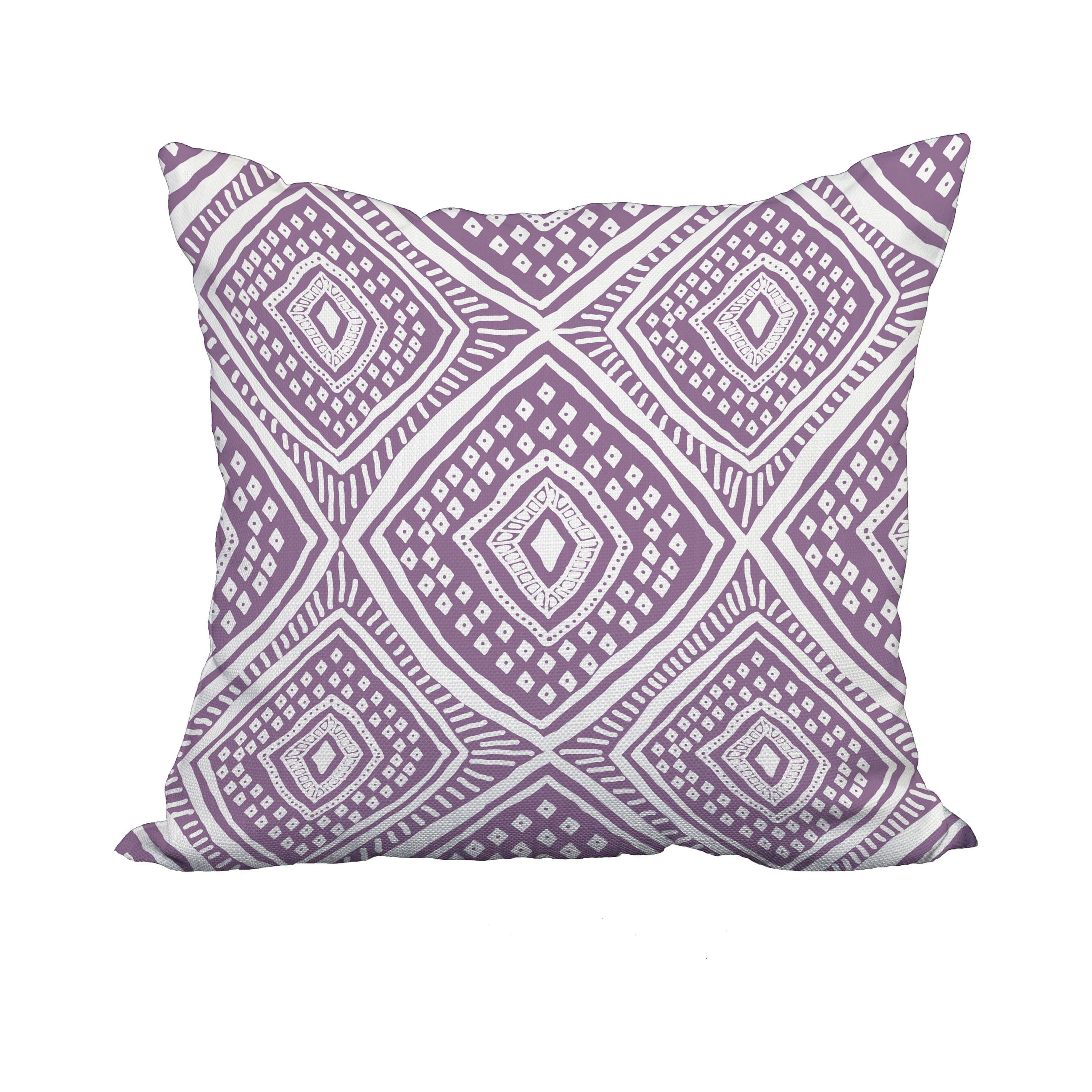 18 x 18 Inch Purple Geometric Print Decorative Polyester Throw Pillow with a Linen Texture