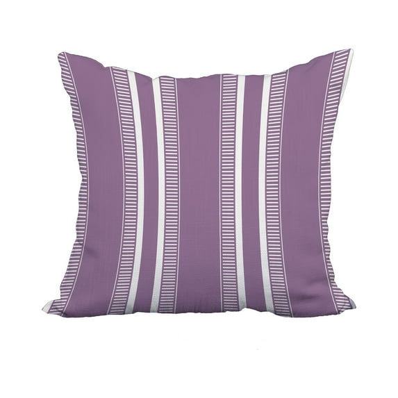 18 x 18 Inch Purple Stripe Print Decorative Polyester Throw Pillow with a Linen Texture