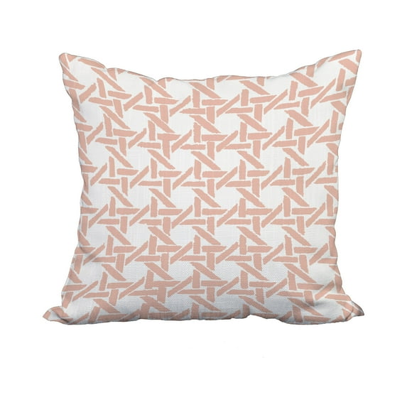 18 x 18 Inch Rattan Geometric Coral Geometric Print Decorative Polyester Throw Pillow with Linen Texture