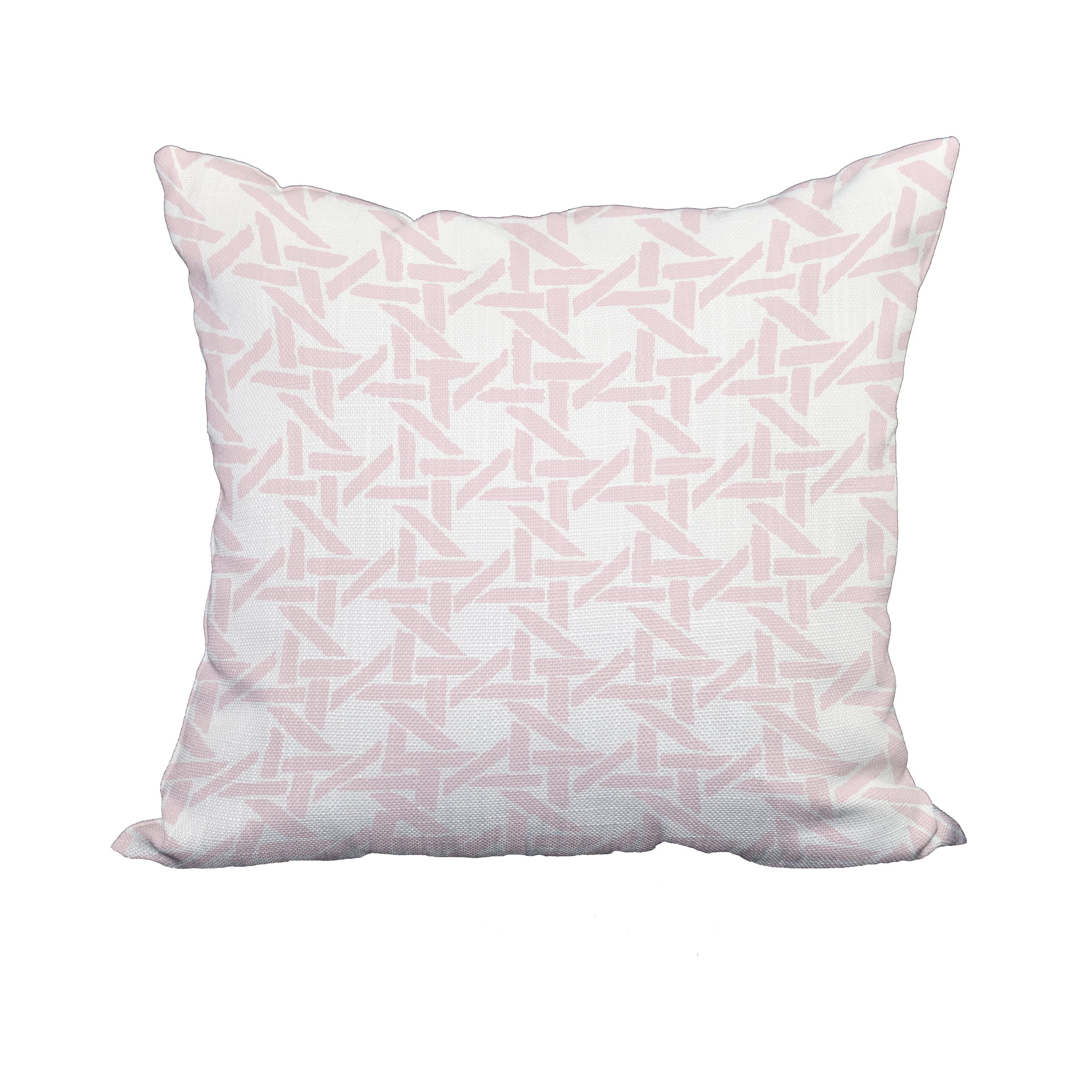 18 x 18 Inch Rattan Geometric Pink Geometric Print Decorative Polyester Throw Pillow with Linen Texture
