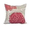 thumbnail image 1 of 18 x 18 Inch Red Floral Print Decorative Polyester Throw Pillow with a Linen Texture, 1 of 1