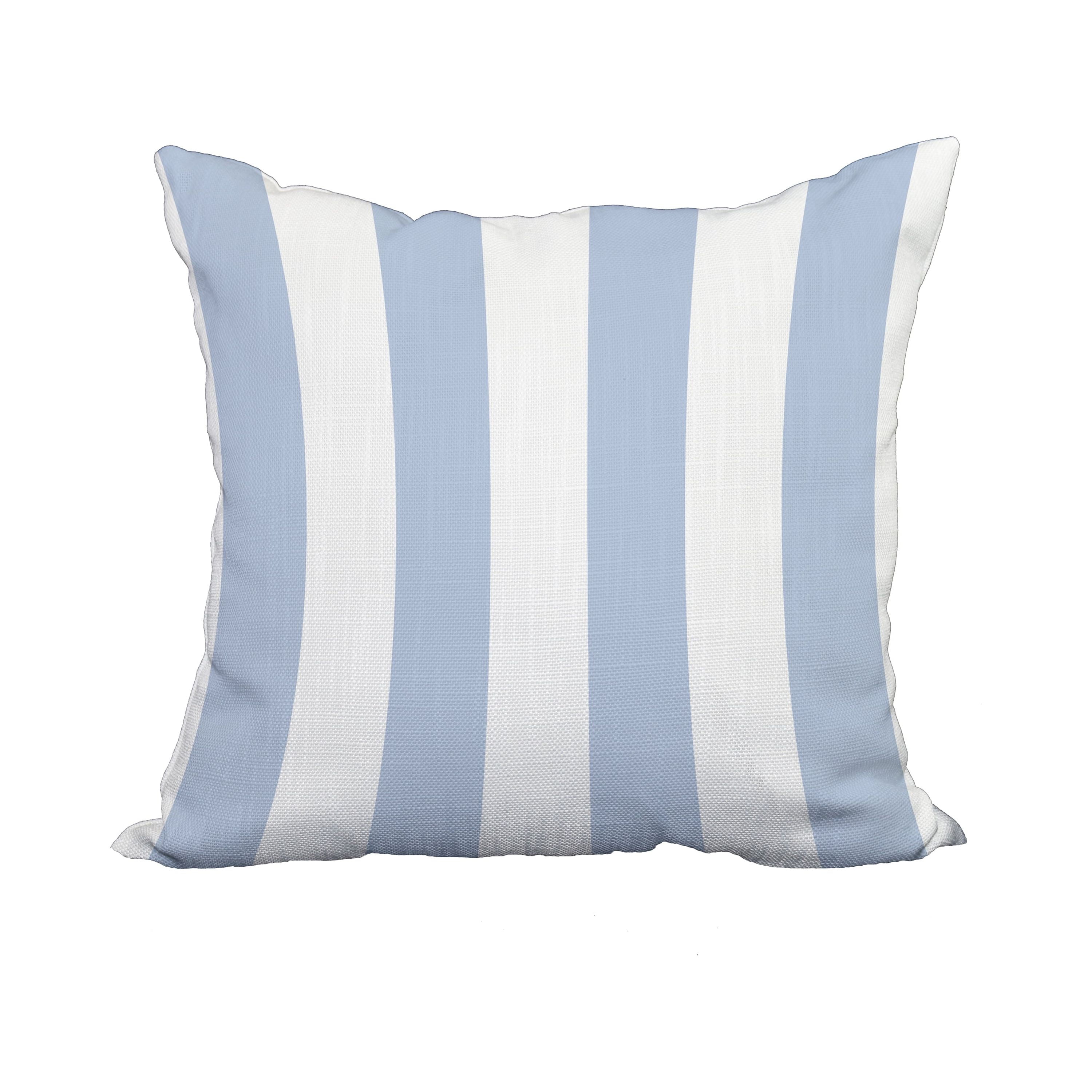 18 x 18 Inch Rugby Stripe Blue Stripe Print Decorative Polyester Throw Pillow with Linen Texture