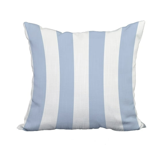 18 x 18 Inch Rugby Stripe Blue Stripe Print Decorative Polyester Throw Pillow with Linen Texture