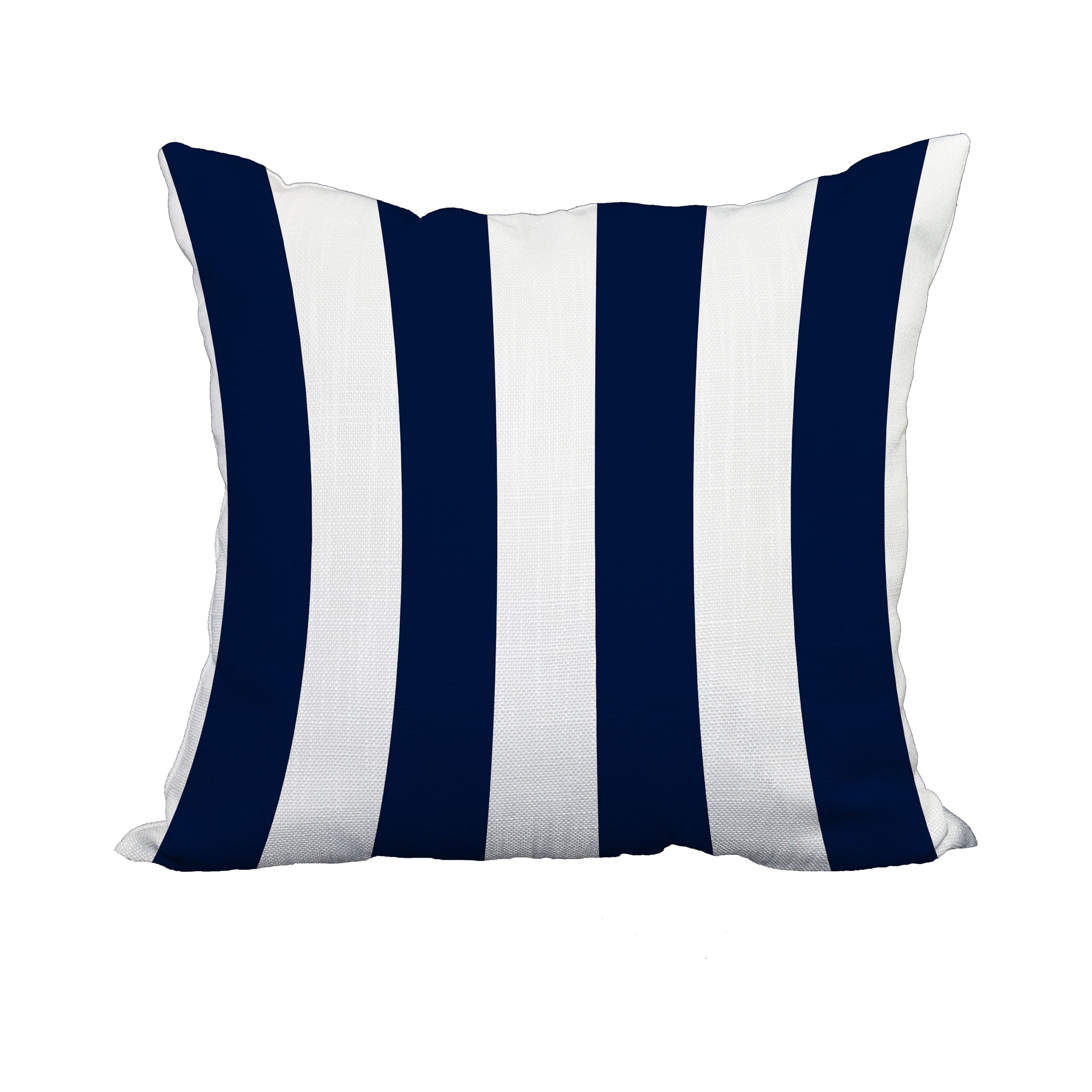 18 x 18 Inch Rugby Stripe Navy Stripe Print Decorative Polyester Throw Pillow with Linen Texture