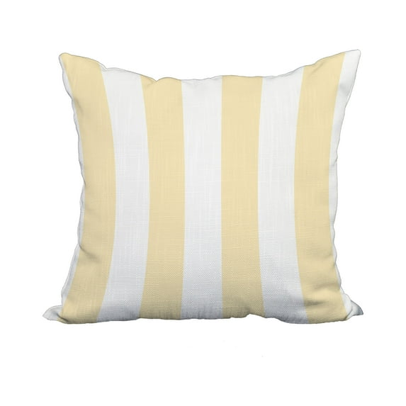 18 x 18 Inch Rugby Stripe Yellow Stripe Print Decorative Polyester Throw Pillow with Linen Texture