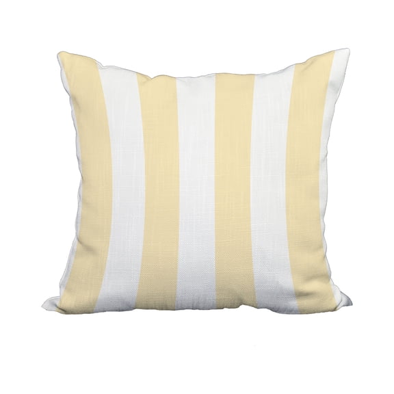 18 x 18 Inch Rugby Stripe Yellow Stripe Print Decorative Polyester Throw Pillow with Linen Texture