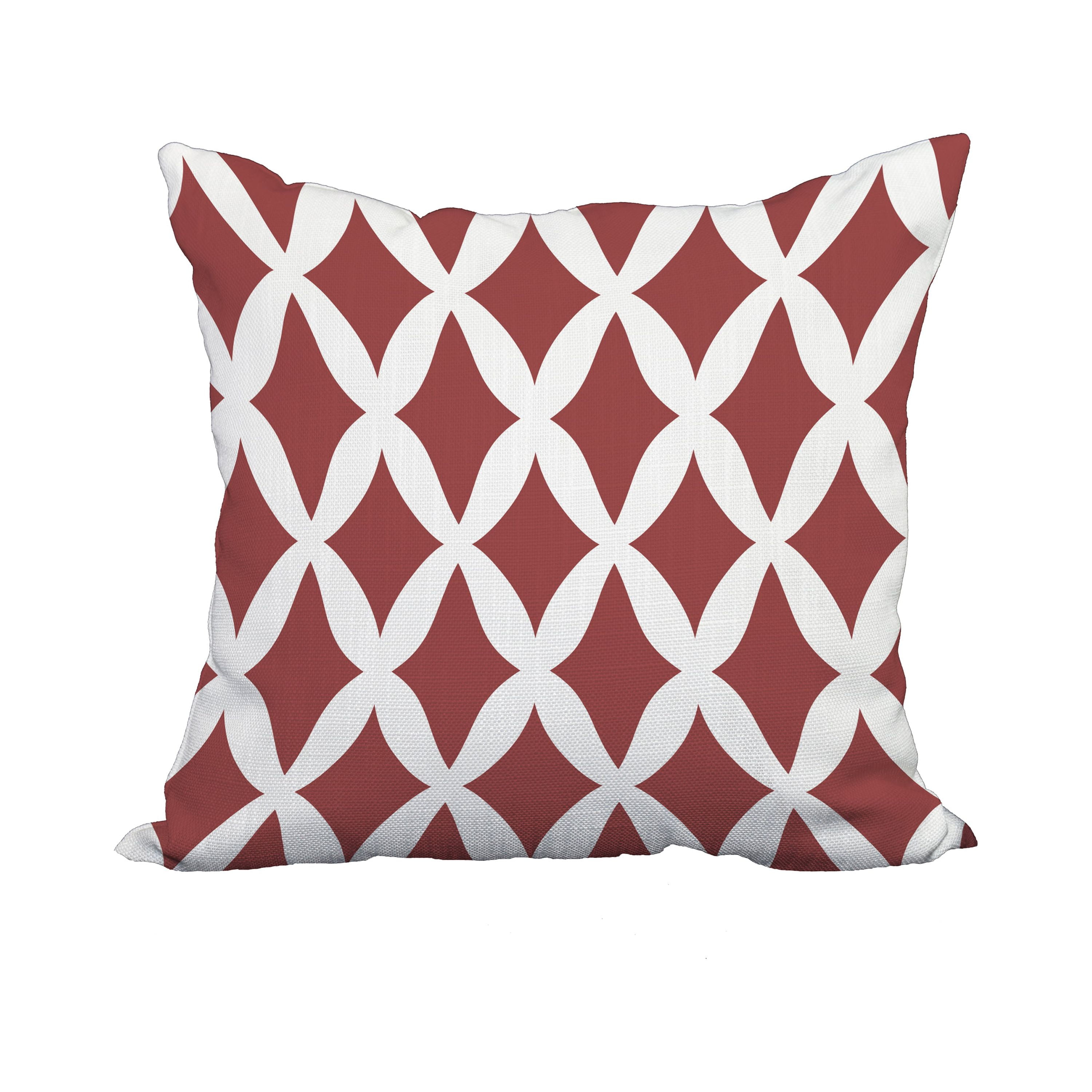 18 x 18 Inch Rust Trellis Print Decorative Polyester Throw Pillow with a Linen Texture