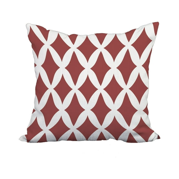 18 x 18 Inch Rust Trellis Print Decorative Polyester Throw Pillow with a Linen Texture