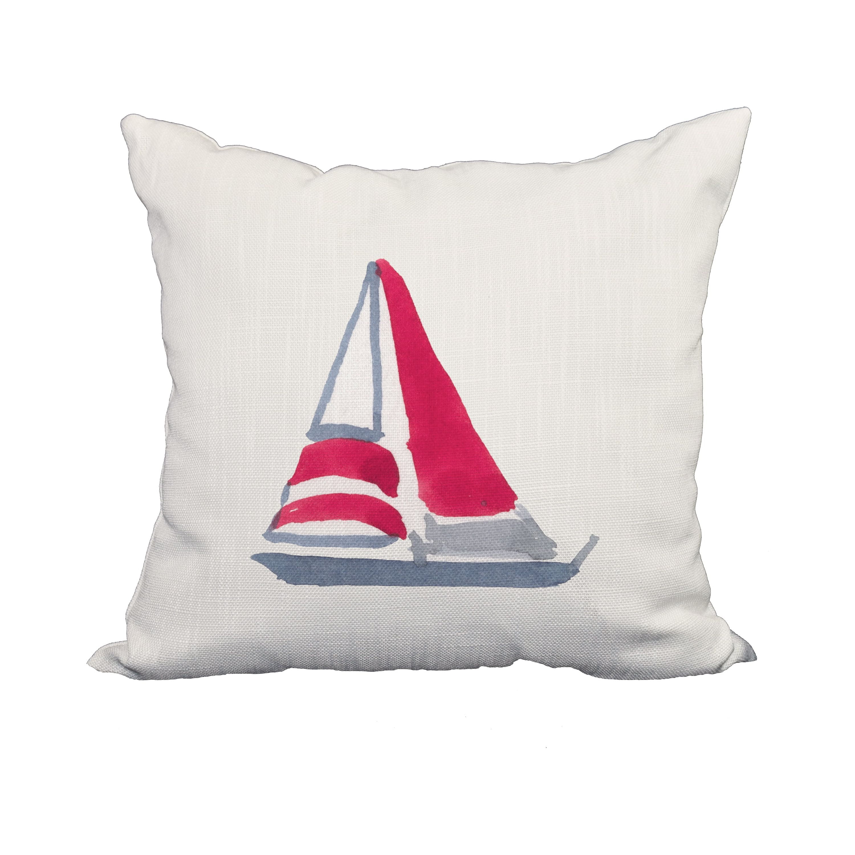 18 x 18 Inch Sail Away Ivory Geometric Print Decorative Polyester Throw Pillow with Linen Texture