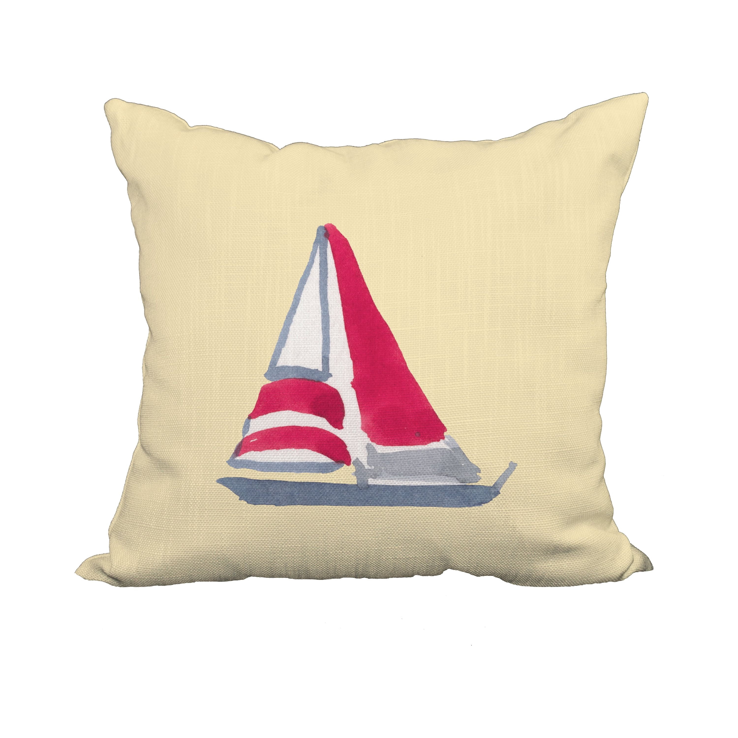 18 x 18 Inch Sail Away Yellow Geometric Print Decorative Polyester Throw Pillow with Linen Texture