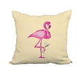 thumbnail image 1 of 18 x 18 Inch Single Flamingo Yellow Tropical Print Decorative Polyester Throw Pillow with Linen Texture, 1 of 1
