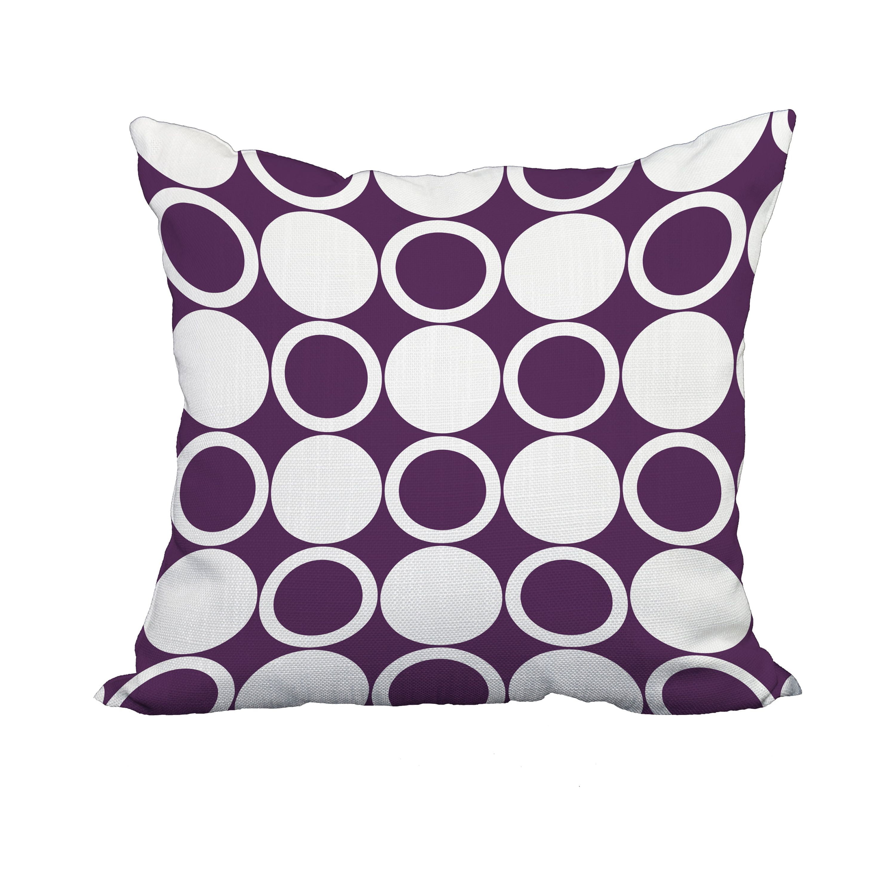 18 x 18 Inch Small Modcircles Purple Geometric Print Decorative Polyester Throw Pillow with Linen Texture