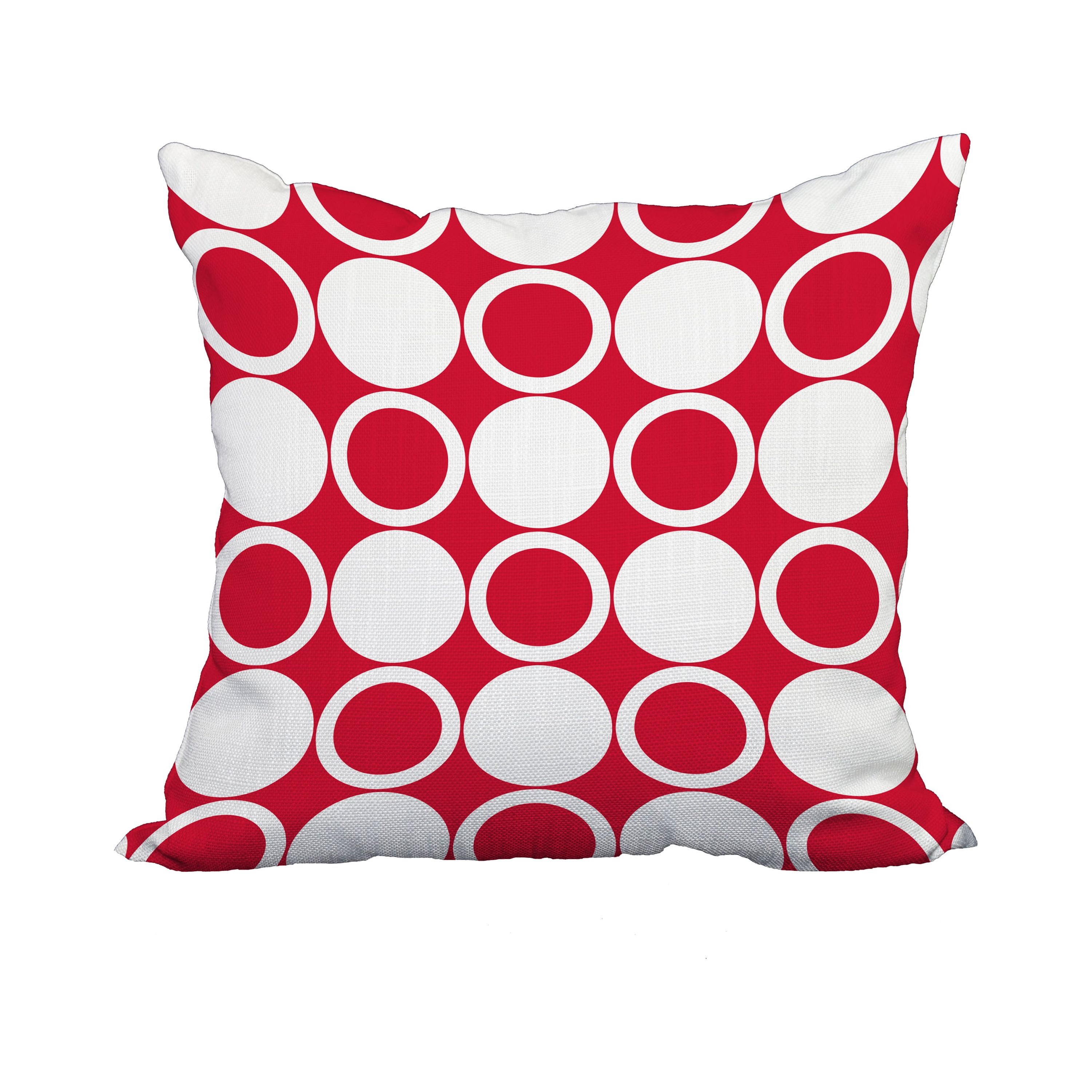 18 x 18 Inch Small Modcircles Red Geometric Print Decorative Polyester Throw Pillow with Linen Texture