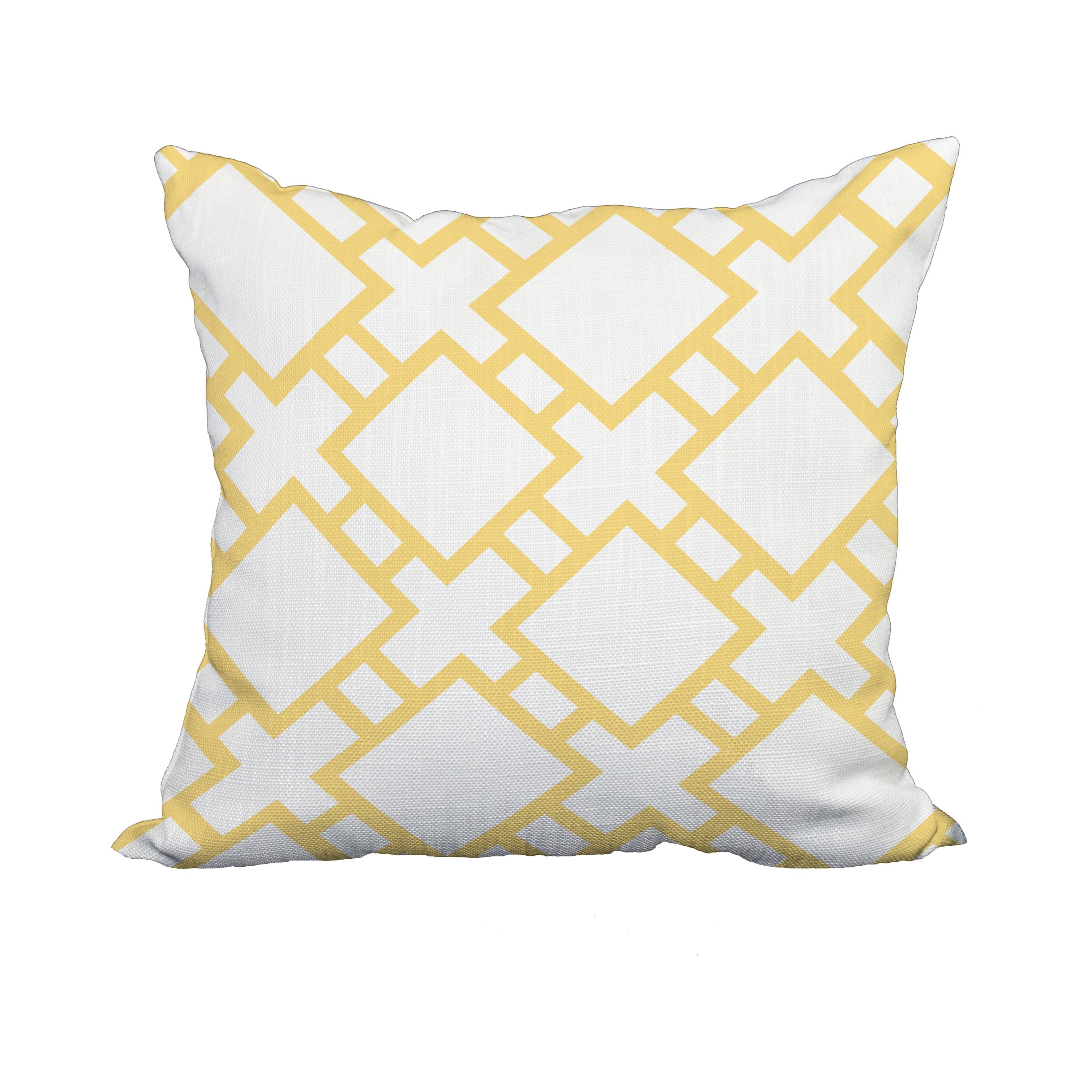 18 x 18 Inch Square in St. Louis Yellow Geometric Print Decorative Polyester Throw Pillow with Linen Texture
