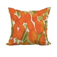 thumbnail image 1 of 18 x 18 Inch Sunset Tulip Orange Floral Print Decorative Polyester Throw Pillow with Linen Texture, 1 of 1