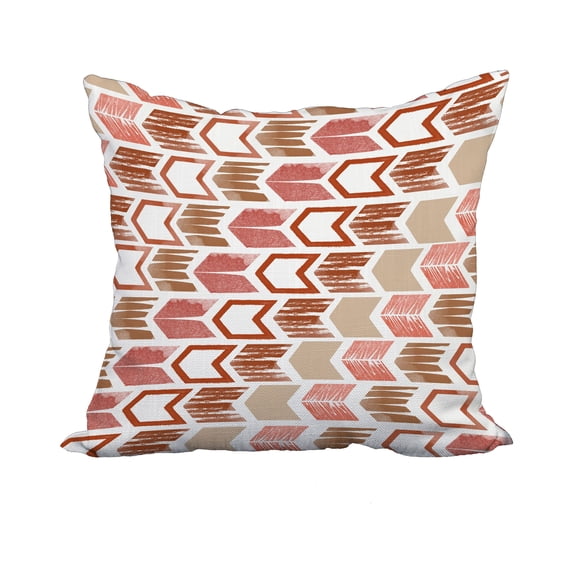 18 x 18 Inch Taupe Geometric Print Decorative Polyester Throw Pillow with a Linen Texture