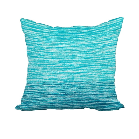 18 x 18 Inch Teal Geometric Print Decorative Polyester Throw Pillow with a Linen Texture
