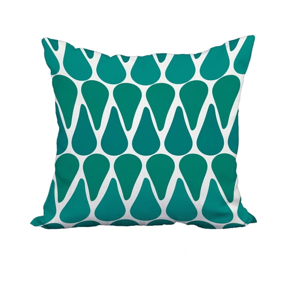 18 x 18 Inch Teal Geometric Print Decorative Polyester Throw Pillow with a Linen Texture