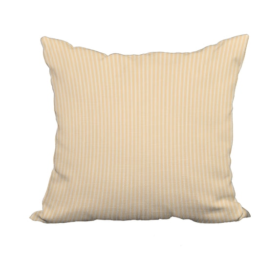18 x 18 Inch Ticking Stripe Yellow Stripe Print Decorative Polyester Throw Pillow with Linen Texture