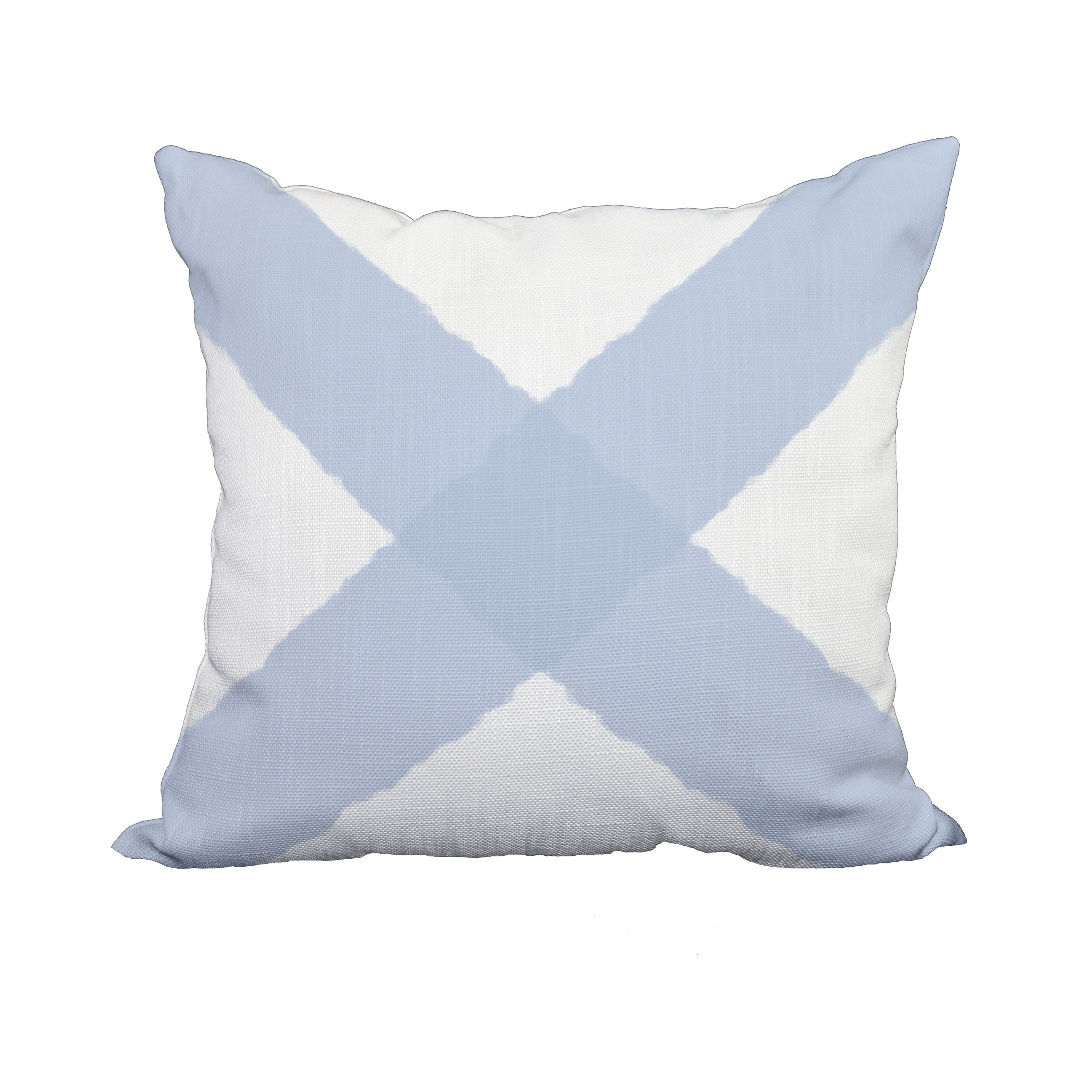 18 x 18 Inch X Marks the Spot Blue Geometric Print Decorative Polyester Throw Pillow with Linen Texture