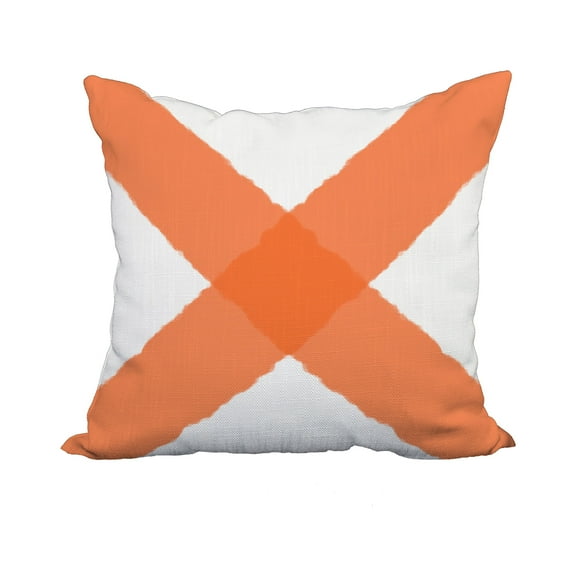 18 x 18 Inch X Marks the Spot Orange Geometric Print Decorative Polyester Throw Pillow with Linen Texture