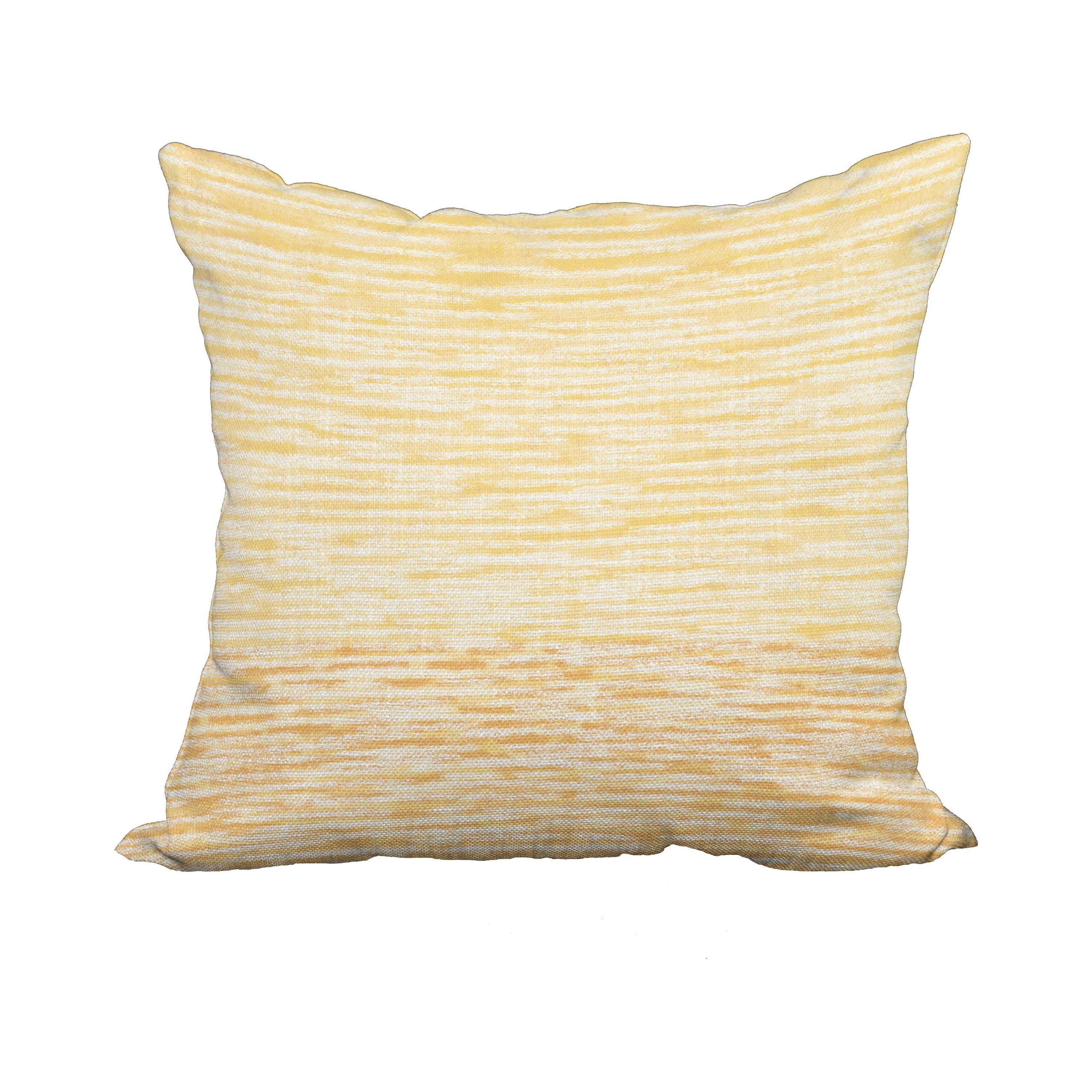 18 x 18 Inch Yellow Geometric Print Decorative Polyester Throw Pillow with a Linen Texture