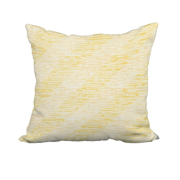 18 x 18 Inch Yellow Geometric Print Decorative Polyester Throw Pillow with a Linen Texture
